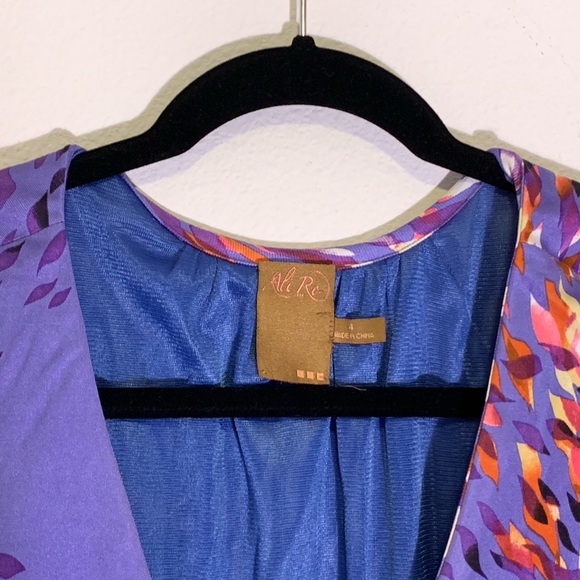 Ali Ro Silk Printed Ruched Bodycon V-Neck Dress - Picture 3 of 5